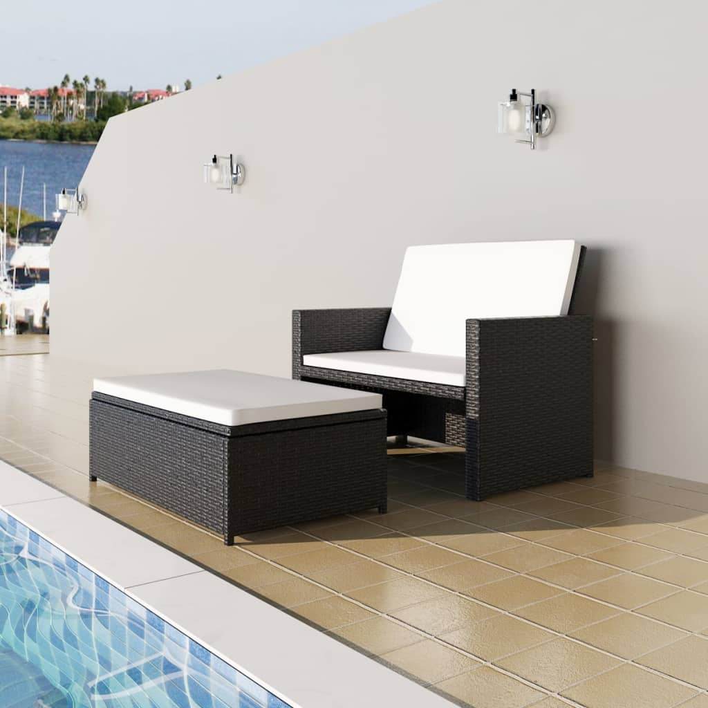 2 Piece Garden Lounge Set with Cushions Poly Rattan Gray - Big J's Showstoppin' Store