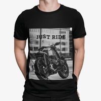 Motorcycle Just Ride Heavy Cotton T-Shirt - Big J's Showstoppin' Store
