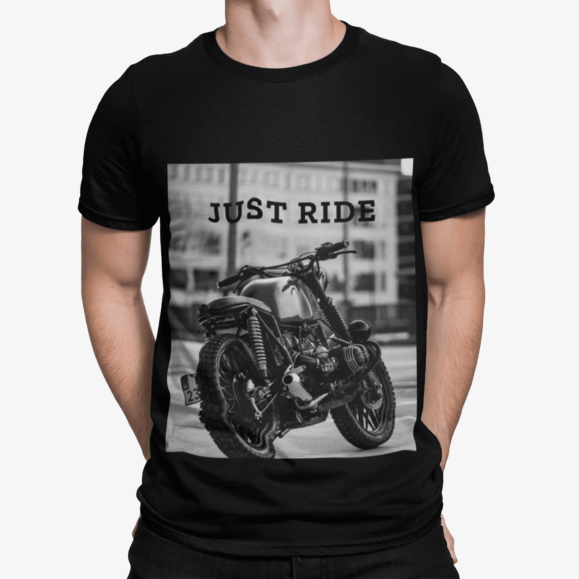 Motorcycle Just Ride Heavy Cotton T-Shirt - Big J's Showstoppin' Store