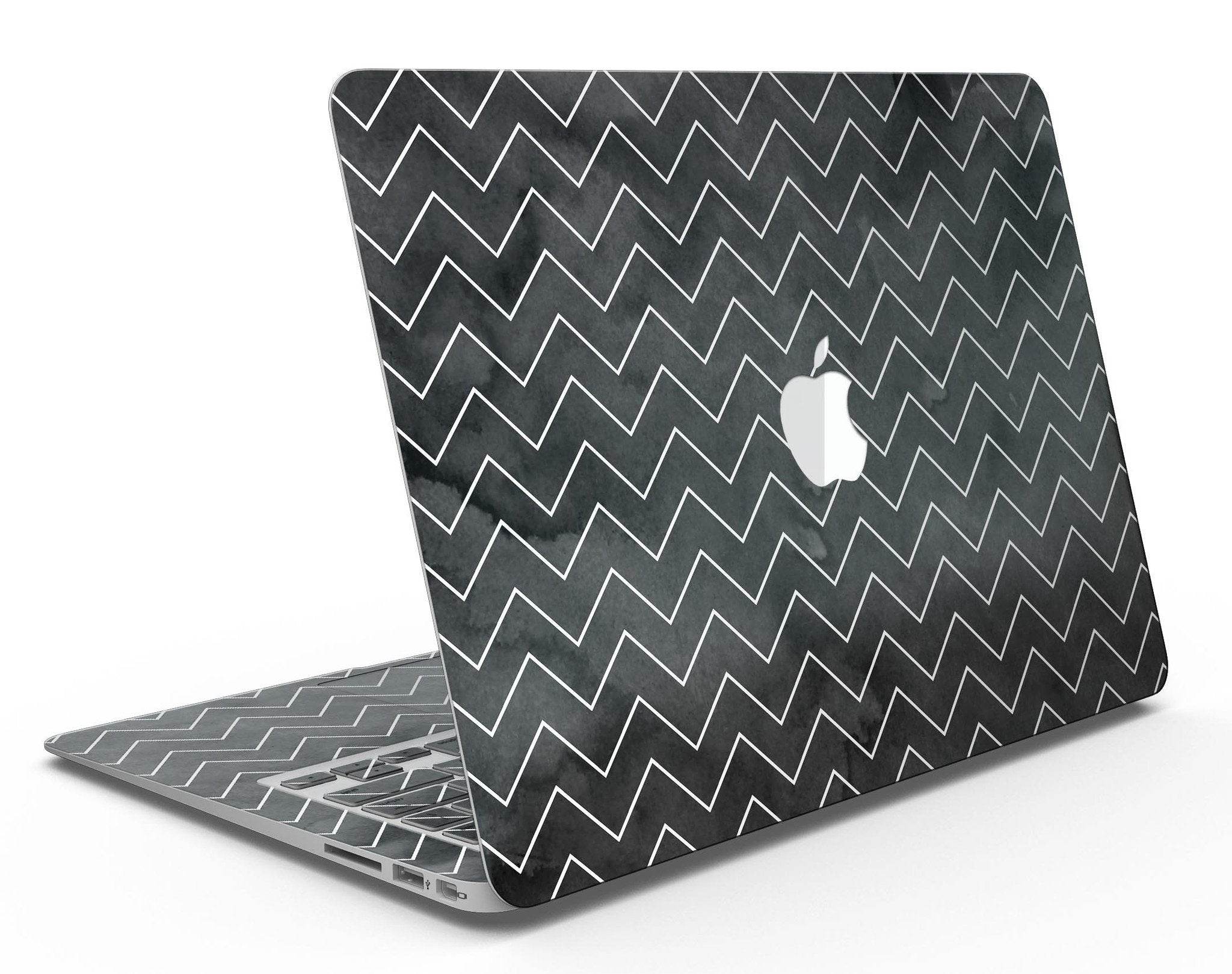 Black Watercolor with White Chevron - MacBook Air Skin Kit - Big J's Showstoppin' Store