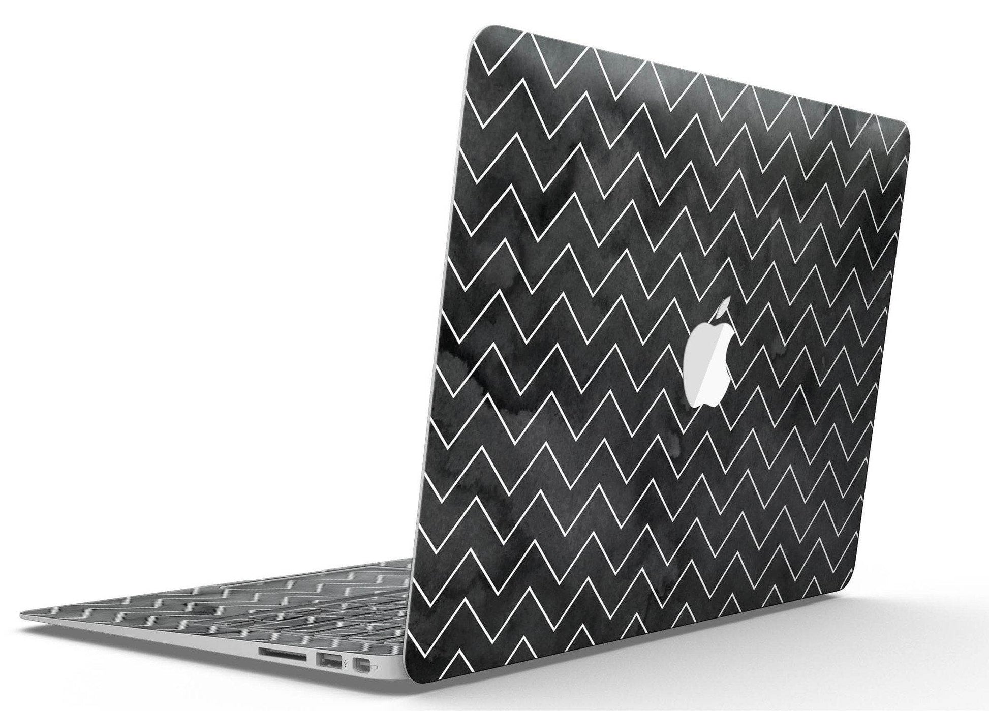 Black Watercolor with White Chevron - MacBook Air Skin Kit - Big J's Showstoppin' Store