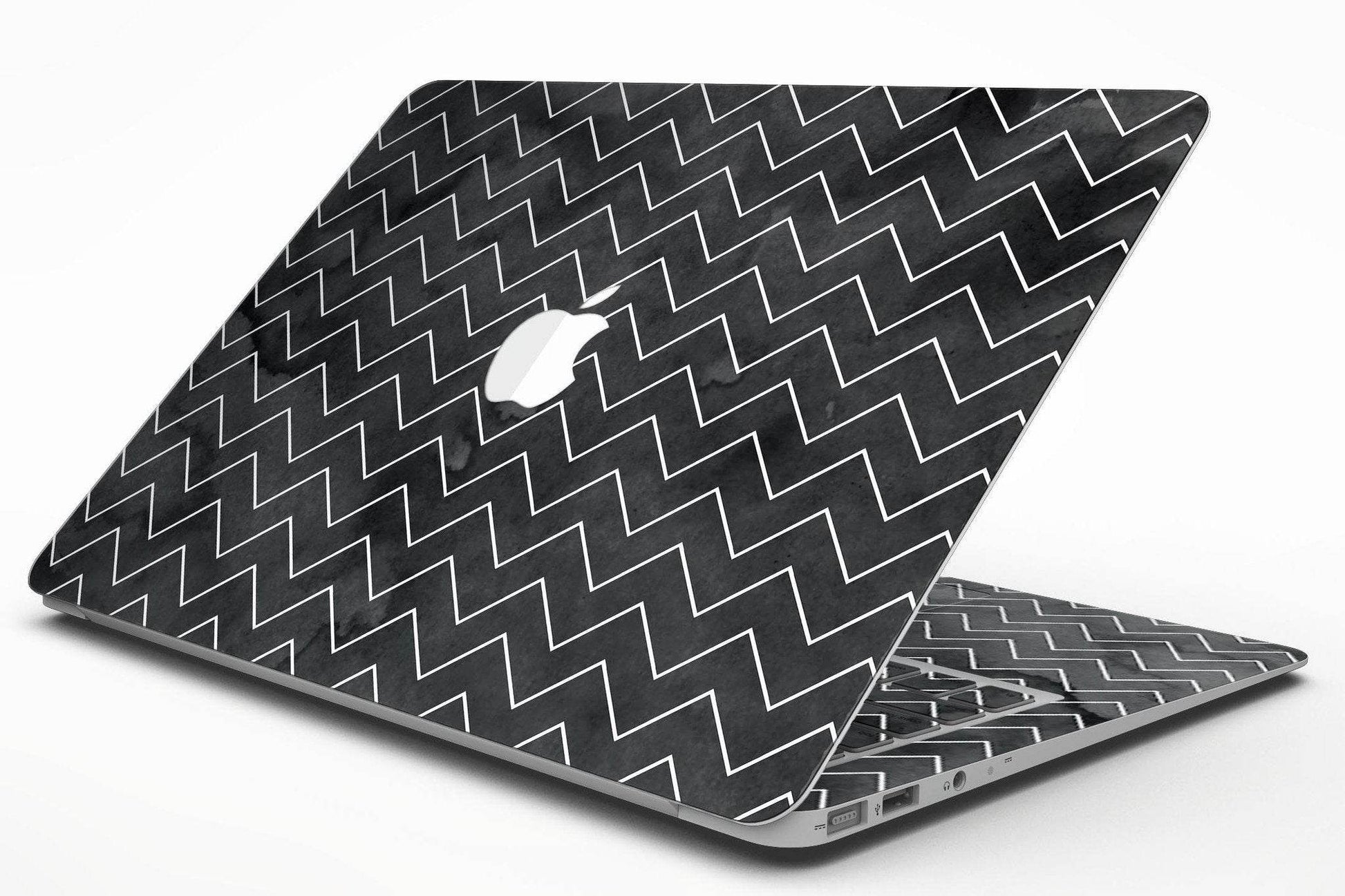 Black Watercolor with White Chevron - MacBook Air Skin Kit - Big J's Showstoppin' Store