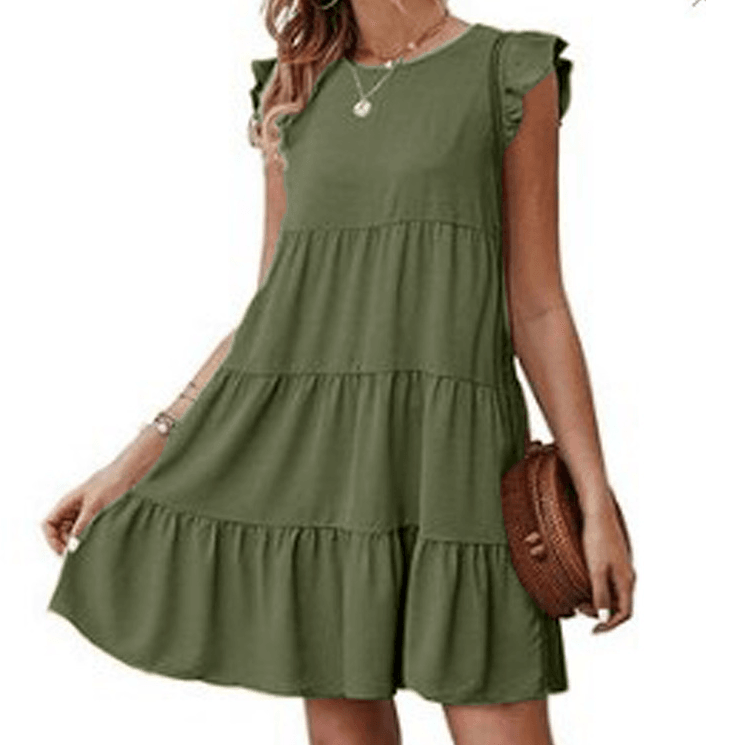 Womens Flowy Dress with Cap Sleeves - Big J's Showstoppin' Store
