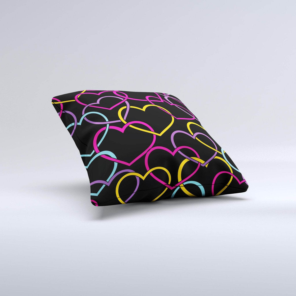 Colorful Vector Hearts Ink-Fuzed Decorative Throw Pillow - Big J's Showstoppin' Store