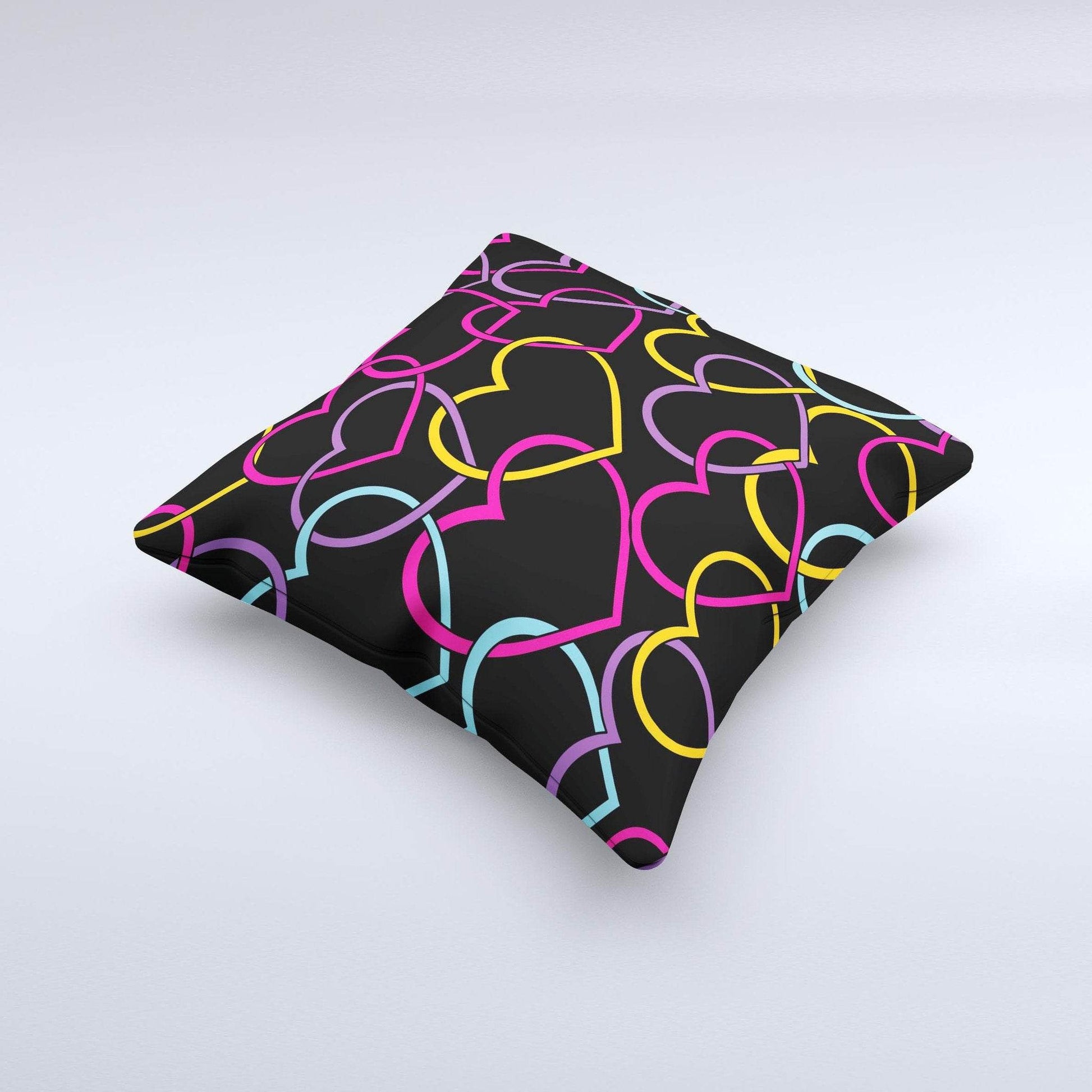 Colorful Vector Hearts Ink-Fuzed Decorative Throw Pillow - Big J's Showstoppin' Store