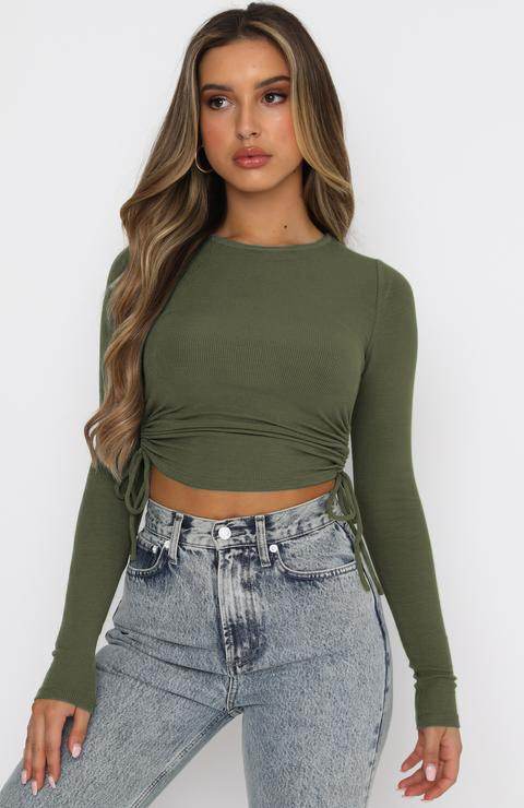 Women's Dry Crop Tops Long Sleeve Side Drawstring Ruched Shirts - Big J's Showstoppin' Store