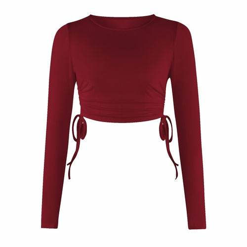 Women's Dry Crop Tops Long Sleeve Side Drawstring Ruched Shirts - Big J's Showstoppin' Store