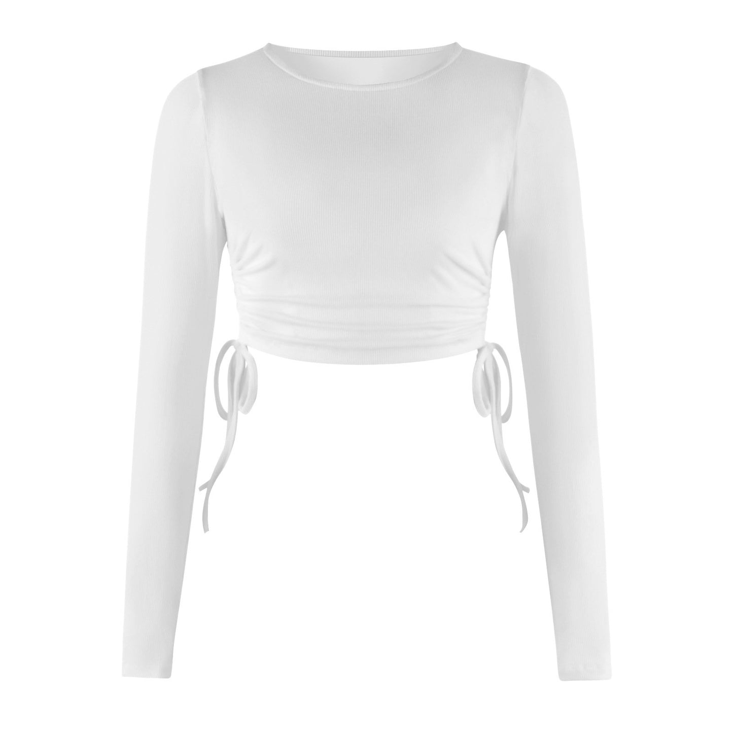 Women's Dry Crop Tops Long Sleeve Side Drawstring Ruched Shirts