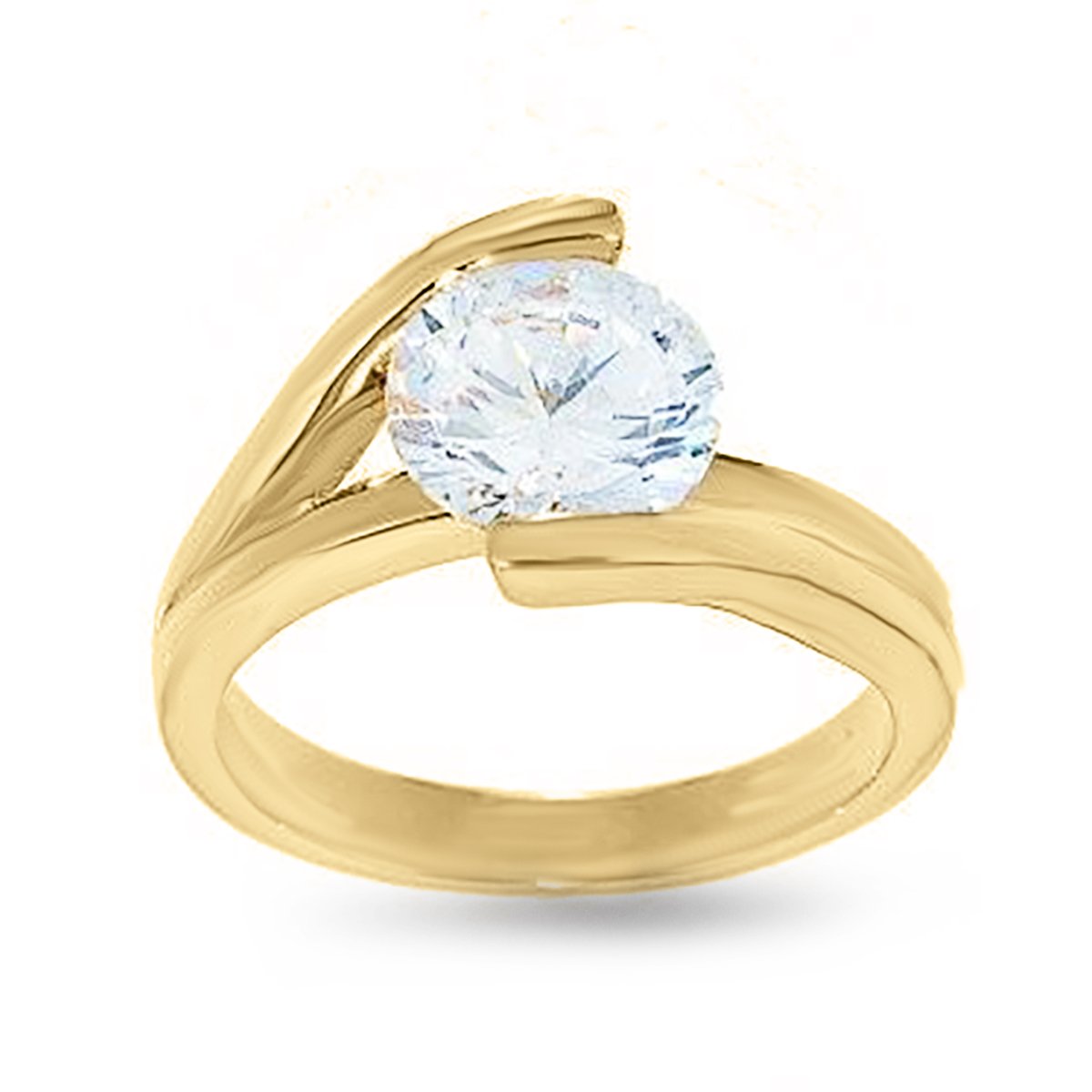 Twist-Set Solitaire Crystal Gold Ring