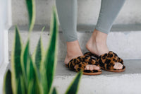 Delilah Ladies Sheepskin Slider Slipper - Leopard - Big J's Showstoppin' Store