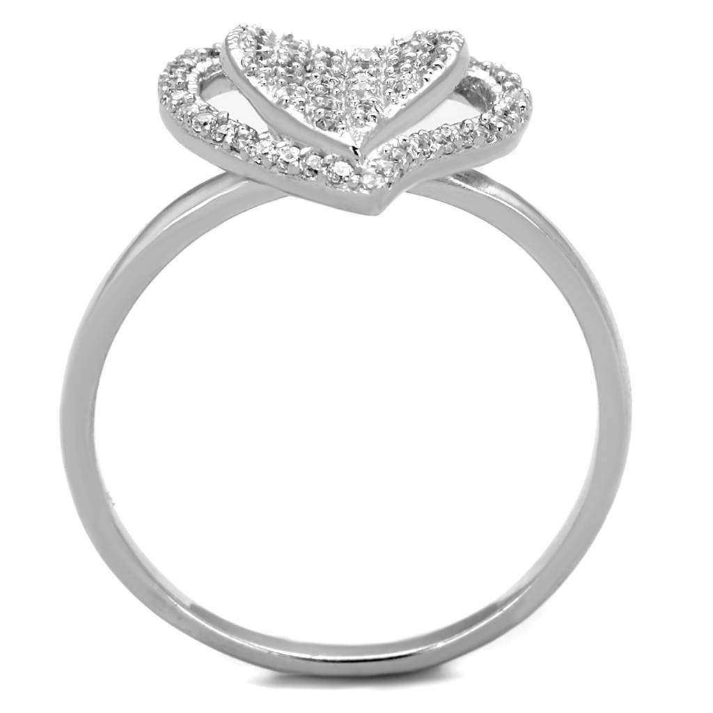 TS192 - Rhodium 925 Sterling Silver Ring with AAA Grade CZ in Clear - Big J's Showstoppin' Store