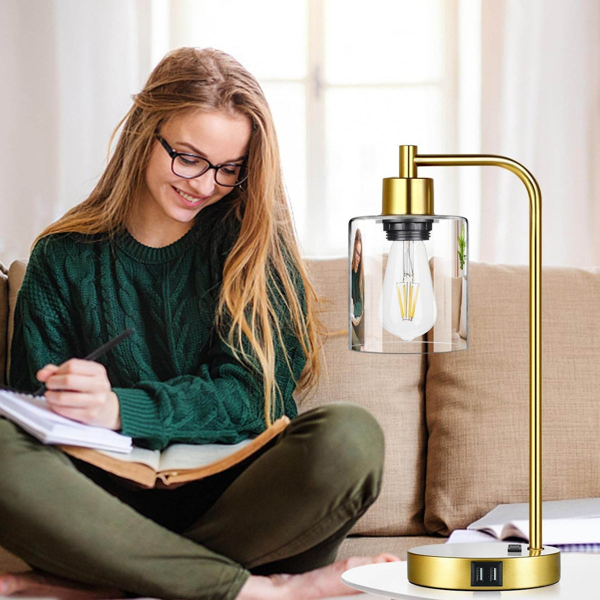 Industrial Touch Control Table Lamps Set of 2 - Gold Nightstand - Big J's Showstoppin' Store