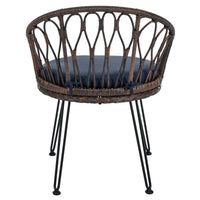 Outdoor Leisure Set, 2 Rattan Single Chairs with A Glass Round Table,