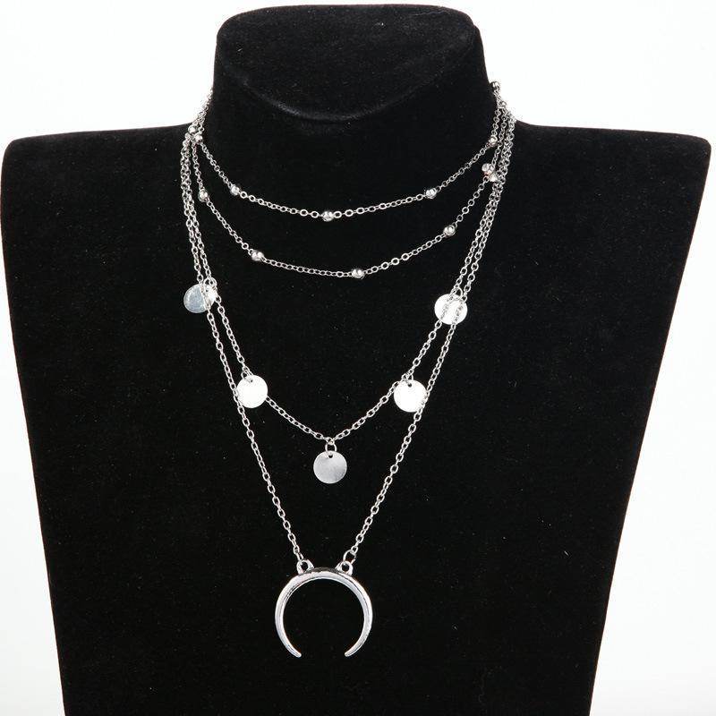 Crescent Horn Moon Layered Necklace - Big J's Showstoppin' Store