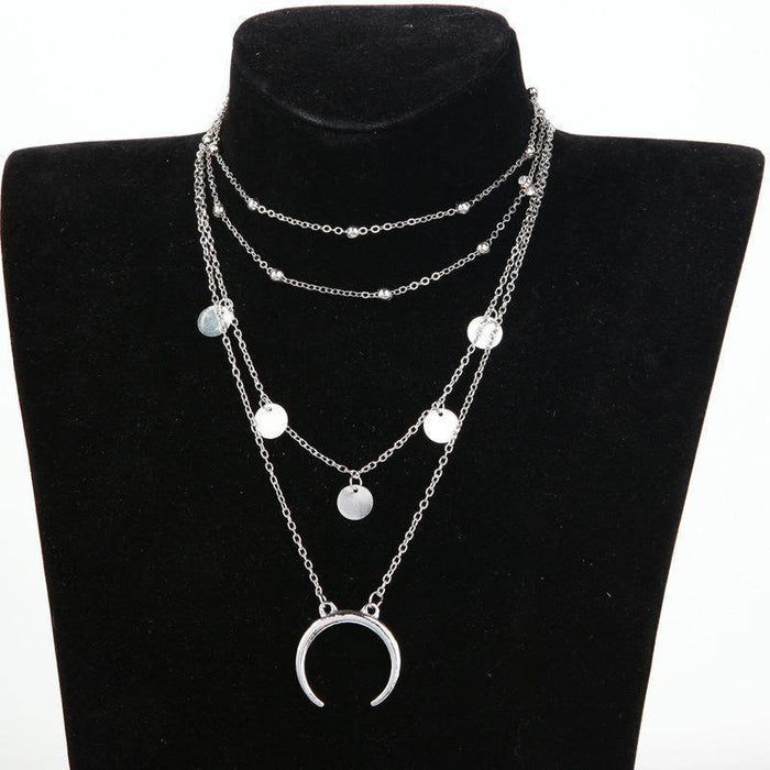 Crescent Horn Moon Layered Necklace - Big J's Showstoppin' Store