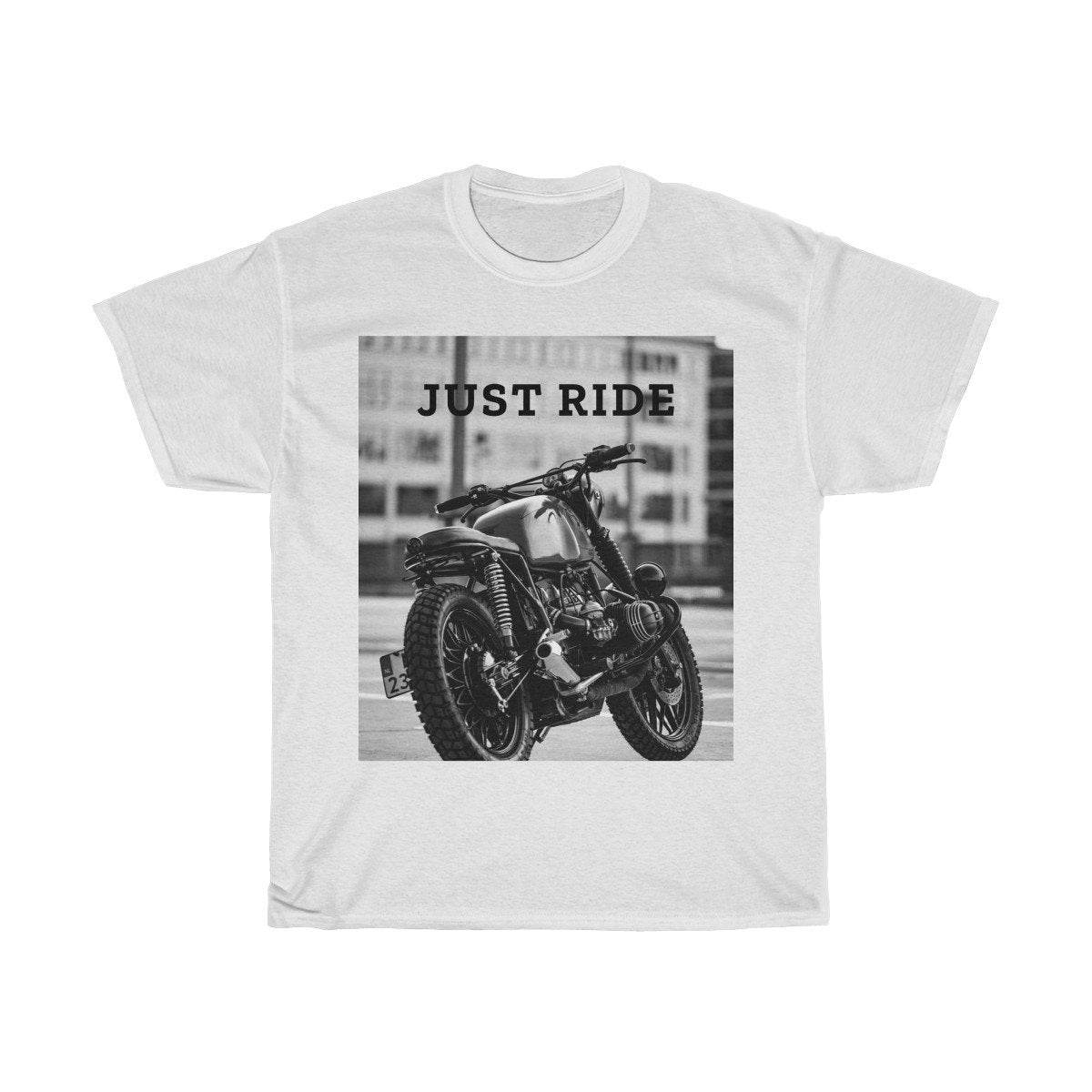Motorcycle Just Ride Heavy Cotton T-Shirt - Big J's Showstoppin' Store