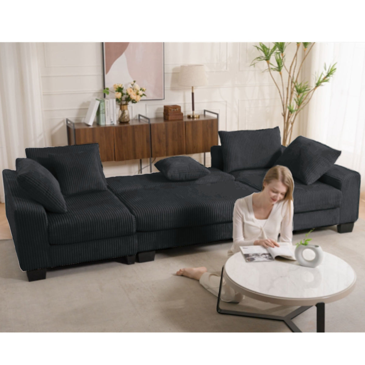 114' Sleeper Sofa,U Shaped Sofa , Pull Out Bed,Convertible Oversize 2