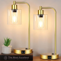 Industrial Touch Control Table Lamps Set of 2 - Gold Nightstand - Big J's Showstoppin' Store