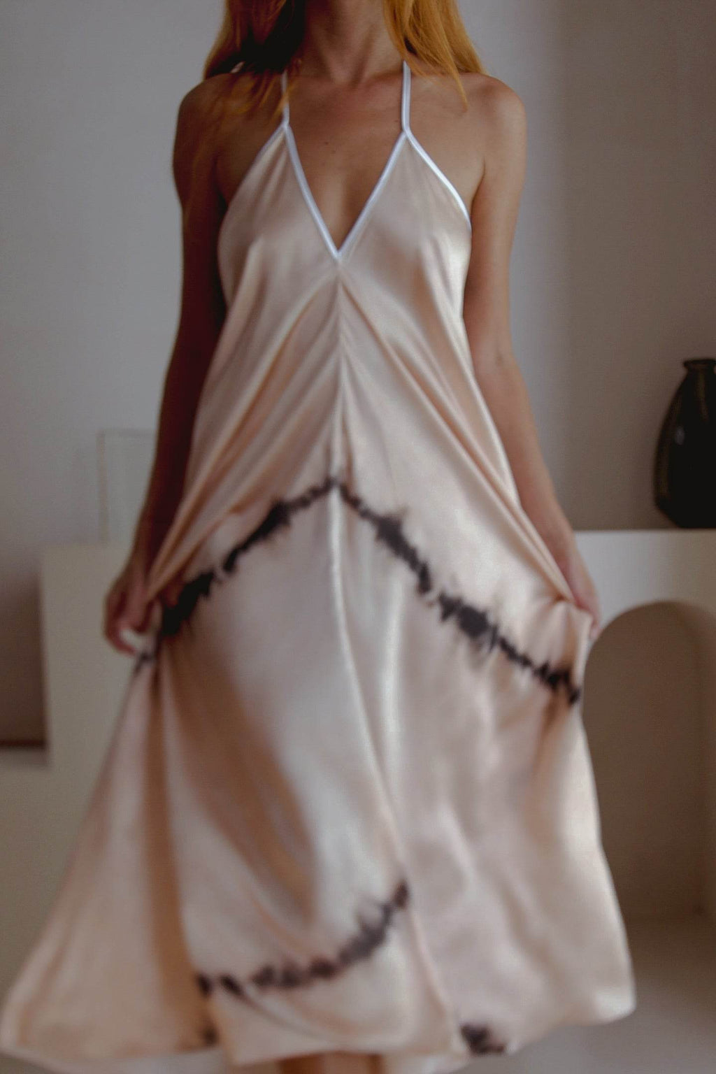 Altair Silk Halter Dress in Shibori - Big J's Showstoppin' Store