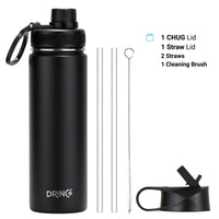 DRINCO® 22oz Stainless Steel Sport Water Bottle - Black - Big J's Showstoppin' Store