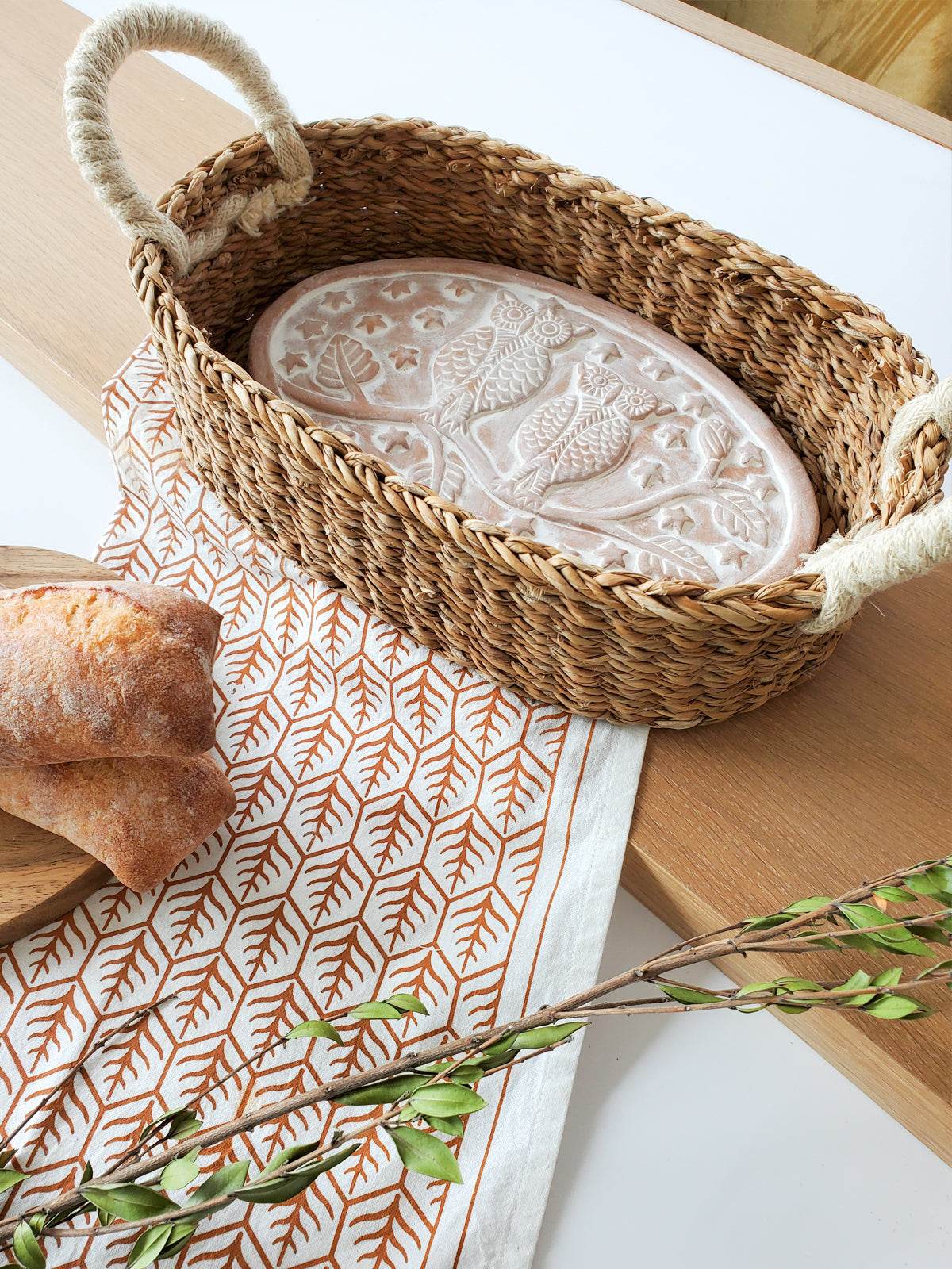 Bread Warmer & Basket Gift Set with Tea Towel - Owl Oval - Big J's Showstoppin' Store
