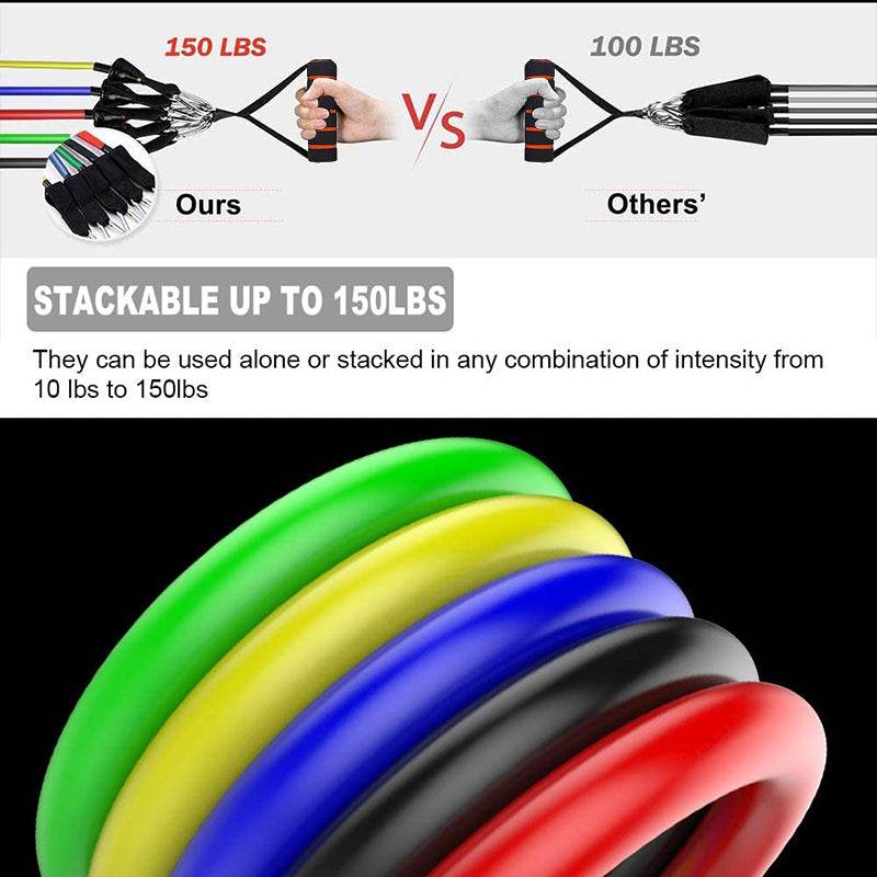 11Pcs Fitness Equipment Resistance Band Set - Big J's Showstoppin' Store