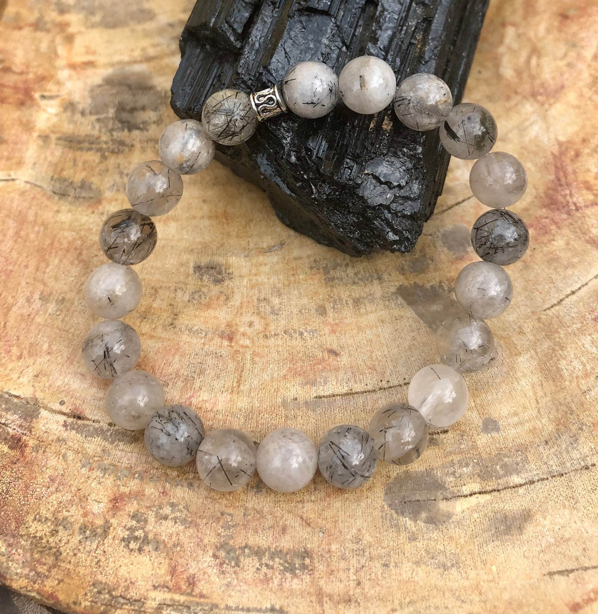 Black Tourmaline Quartz Stretch Bracelet! Natural Crystals & Handmade! - Big J's Showstoppin' Store