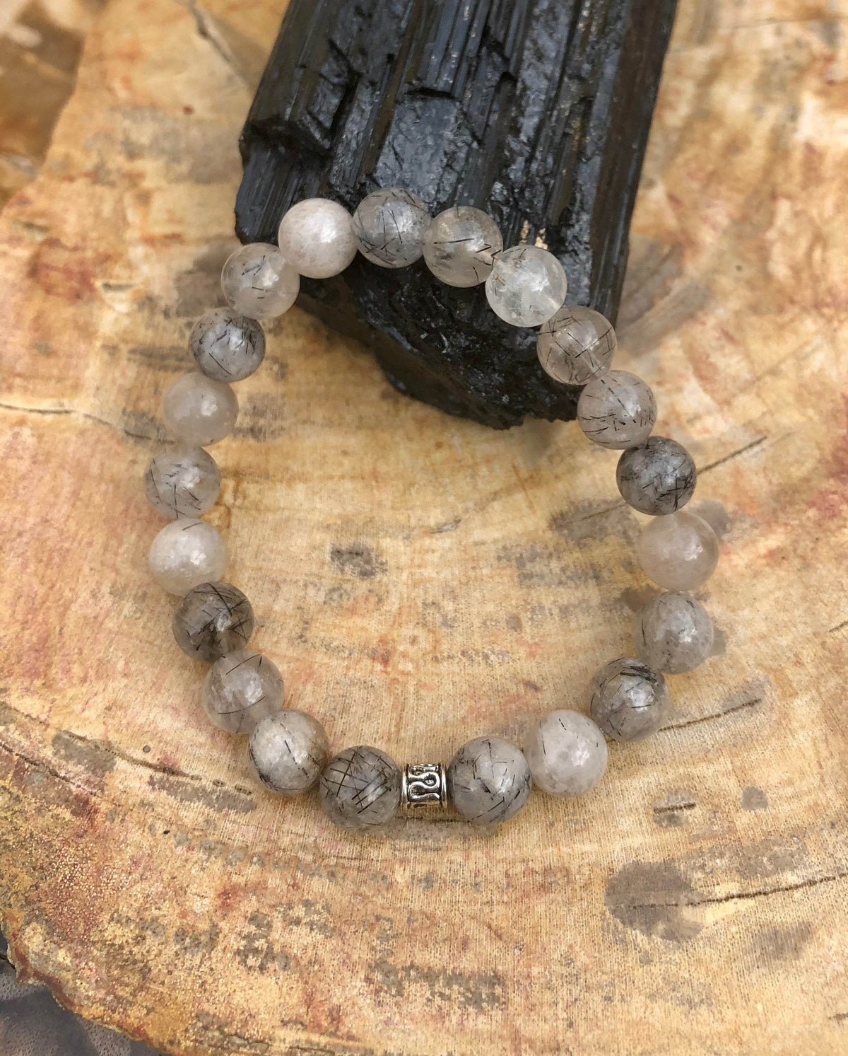 Black Tourmaline Quartz Stretch Bracelet! Natural Crystals & Handmade! - Big J's Showstoppin' Store