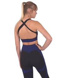 Trois Seamless Sports Bra - Black with Navy - Big J's Showstoppin' Store