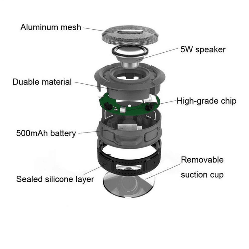 Mini Portable Waterproof Bluetooth Speaker with Suction Cup - Big J's Showstoppin' Store