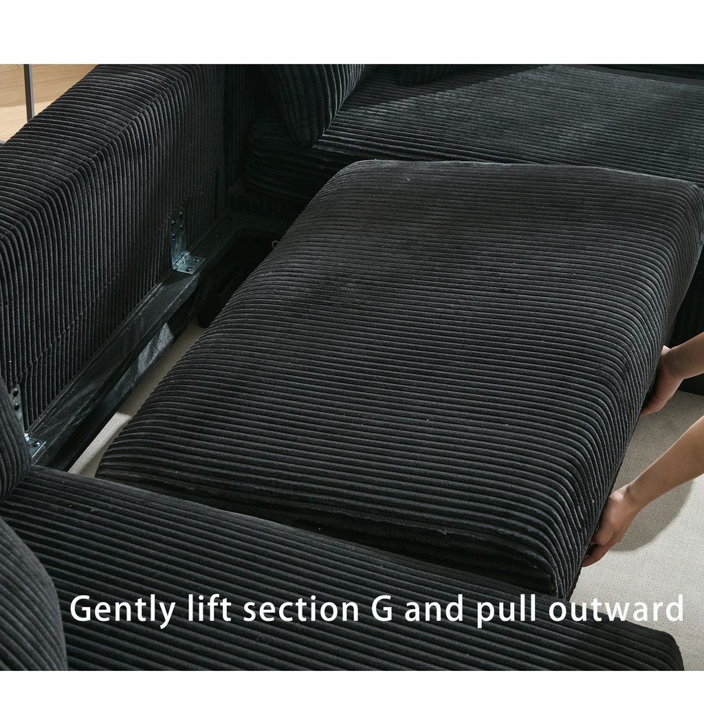 114' Sleeper Sofa,U Shaped Sofa , Pull Out Bed,Convertible Oversize 2