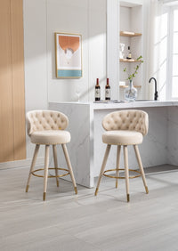 Counter Height Bar Stools Set of 2 for Kitchen Counter Solid Wood Legs