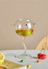 Hand Blown Rainbow Sprinkles Wine Glasses - Whimsical Dopamine - Big J's Showstoppin' Store