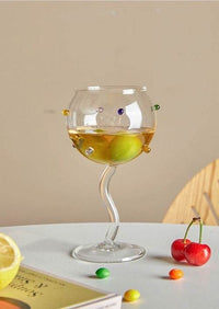 Hand Blown Rainbow Sprinkles Wine Glasses - Whimsical Dopamine - Big J's Showstoppin' Store