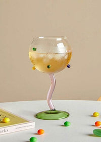 Hand Blown Rainbow Sprinkles Wine Glasses - Whimsical Dopamine - Big J's Showstoppin' Store