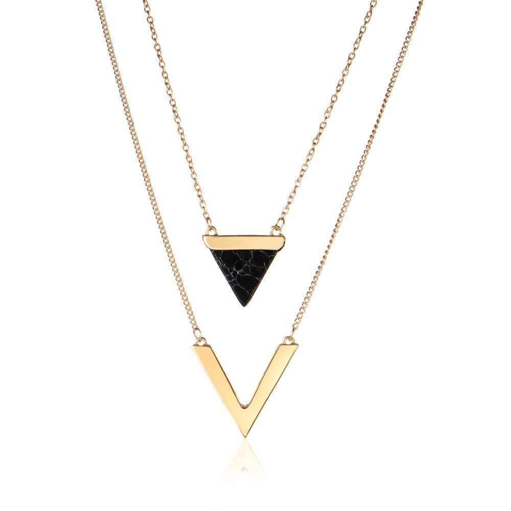Marble Chevron Double Layer Necklace - Big J's Showstoppin' Store