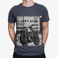 Motorcycle Just Ride Heavy Cotton T-Shirt - Big J's Showstoppin' Store