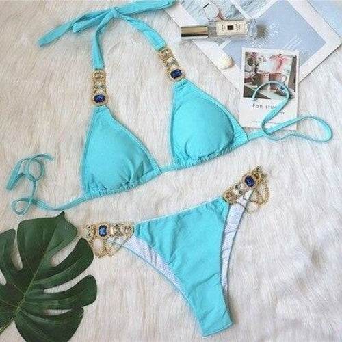 Bikini Jewelled Rhinestones Luxury Diamond Bikini Women Swimwear - Big J's Showstoppin' Store