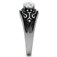 TK373 - High polished (no plating) Stainless Steel Ring with AAA Grade