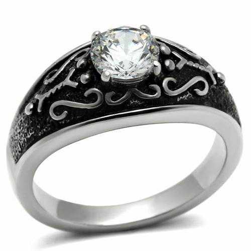 TK373 - High polished (no plating) Stainless Steel Ring with AAA Grade - Big J's Showstoppin' Store