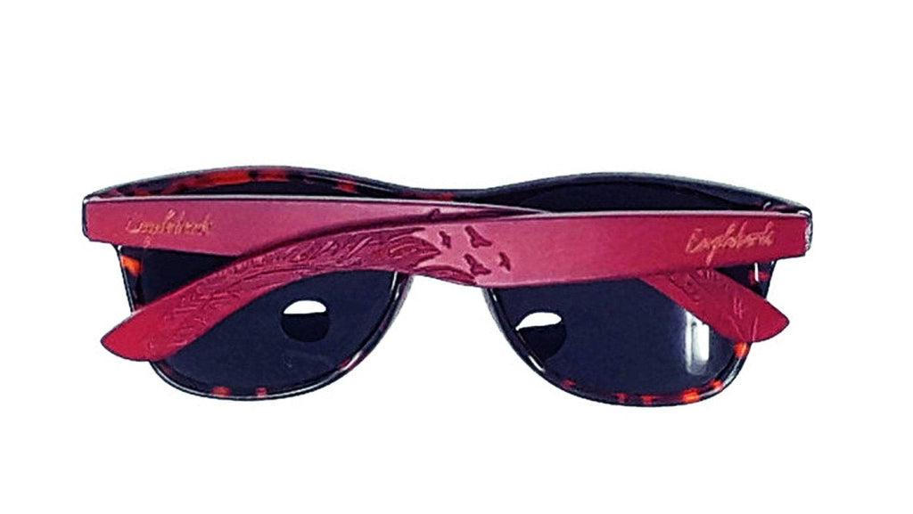 Red Bamboo Tortoise Framed Sunglasses With Wood Case, Artisan Engraved - Big J's Showstoppin' Store
