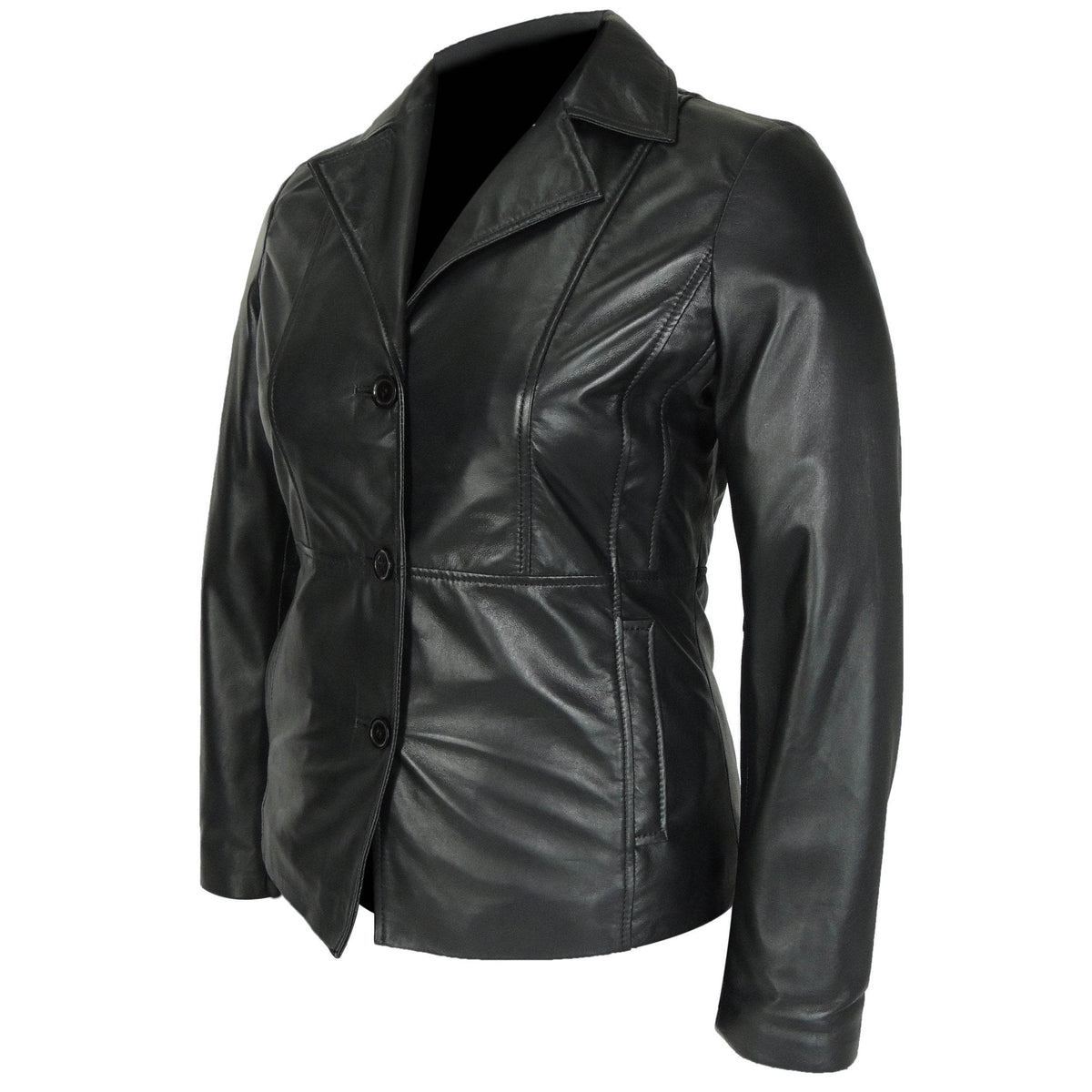 Women's Athena 3 Button Leather Coat - Big J's Showstoppin' Store